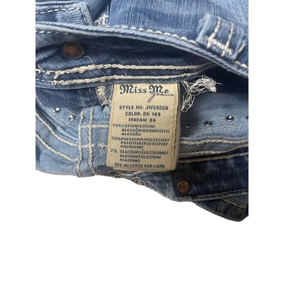 Miss Me Womens Blue Light Wash Embroidered Bootcut Distressed Jeans Size 27 - Picture 11 of 11
